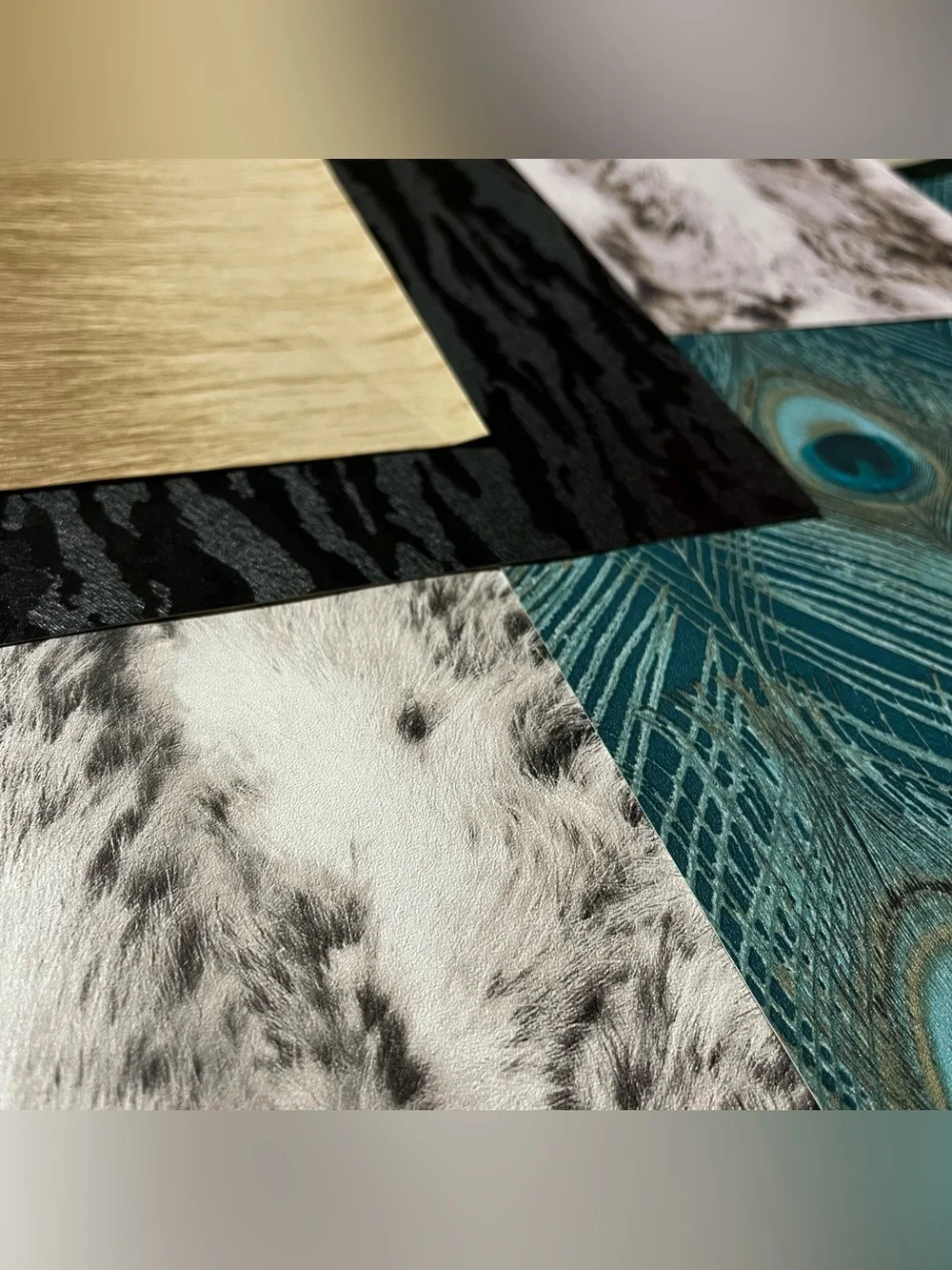 20 Assorted Designer Wallpaper Sample Sheets DIY Animal Print Theme Fur, Peacock